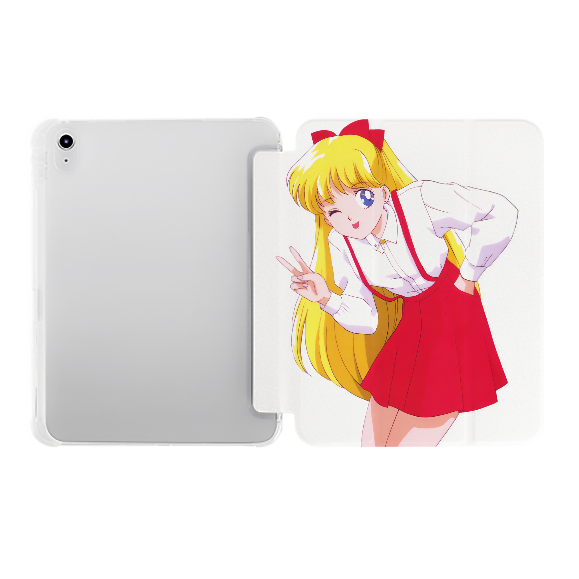 （画像用） 美少女戦士セーラームーン 愛野 美奈子 あいの みなこ Sailor Moon Aino Minako IPad ケース ペン収納付き 三つ折りスタンド PUレザー×シリコン 対応機種9.5/10.5/10.9インチ